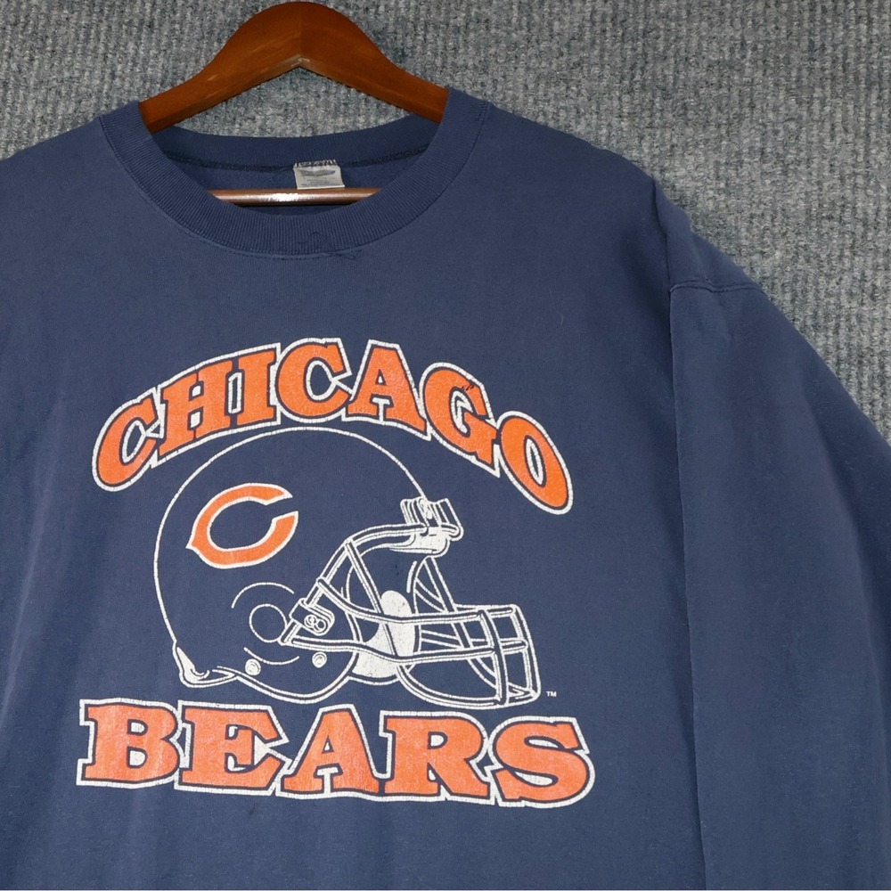 Vintage Trench Chicago Bears Sweatshirt Mens XL Navy NFL USA Crewneck 80s Retro